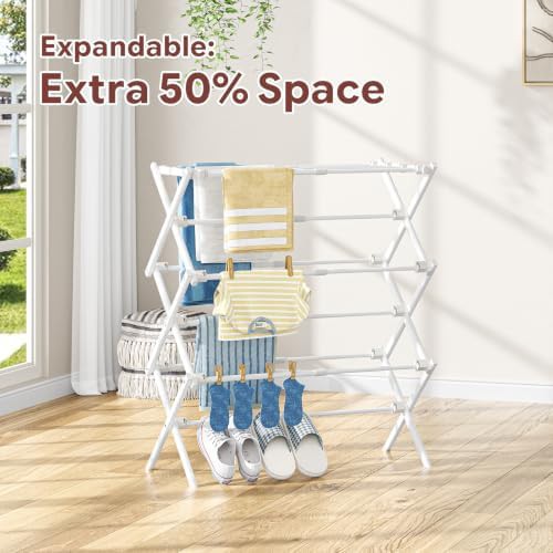 Three tier white foldable laundry rack — photo 3