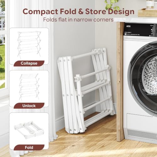 Three tier white foldable laundry rack — photo 5