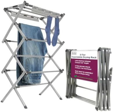 Silver steel three tier laundry rack