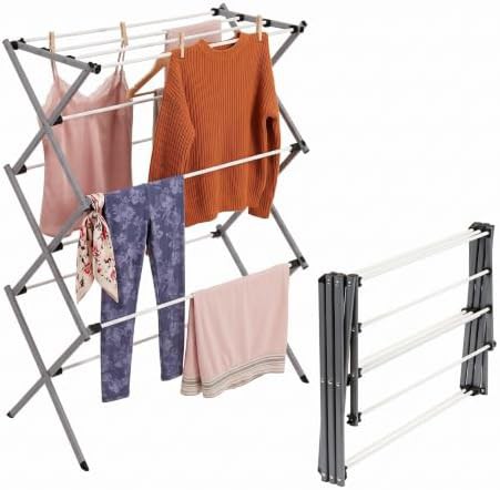 Six tier white accordion laundry rack