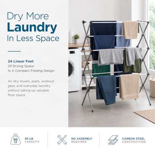 Six tier white accordion laundry rack — photo 3