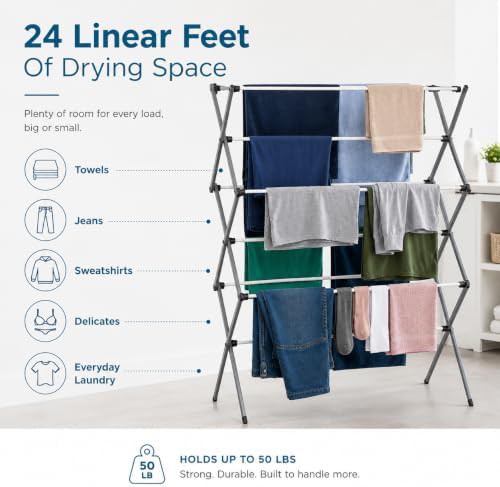 Six tier white accordion laundry rack — photo 4