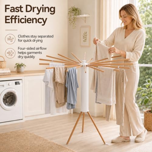 Tripod laundry stand with wooden arms — photo 4