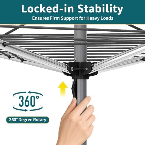 Outdoor umbrella clothes drying rack with 131ft line — photo 4