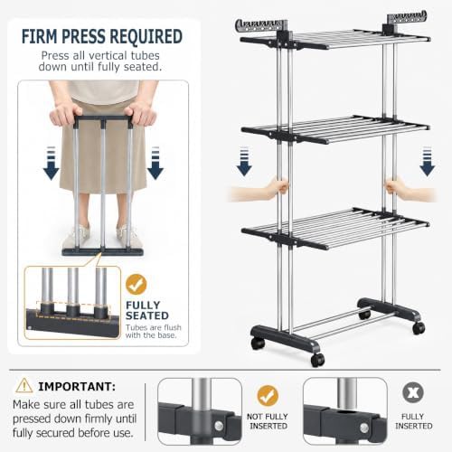 Four tier clothes drying rack with wheels — photo 4