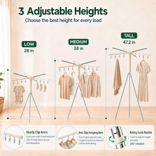 Foldable tripod drying rack with six poles — photo 3