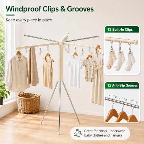 Foldable tripod drying rack with six poles — photo 4