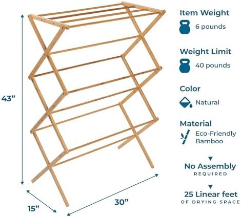 Bamboo collapsible folding clothes rack — photo 4
