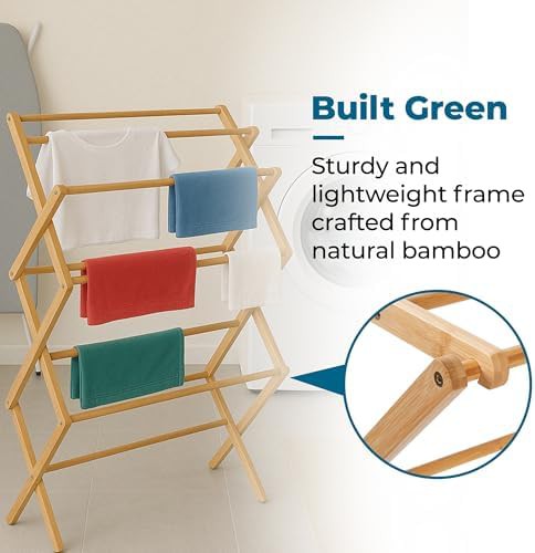 Bamboo collapsible folding clothes rack — photo 5