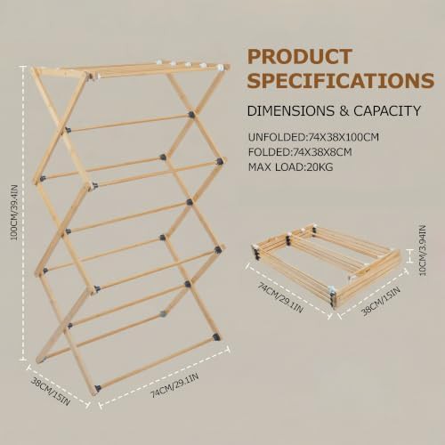Three tier tall bamboo laundry rack — photo 4