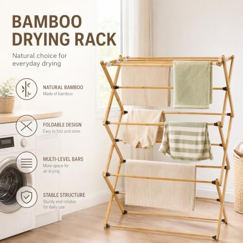 Three tier tall bamboo laundry rack — photo 5