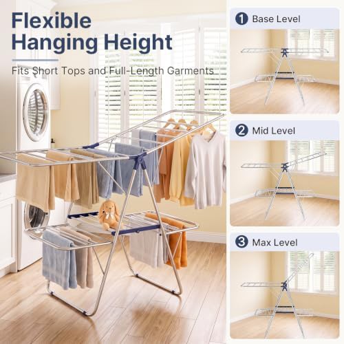 Stainless steel gullwing folding laundry rack — photo 3