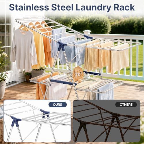 Stainless steel gullwing folding laundry rack — photo 4